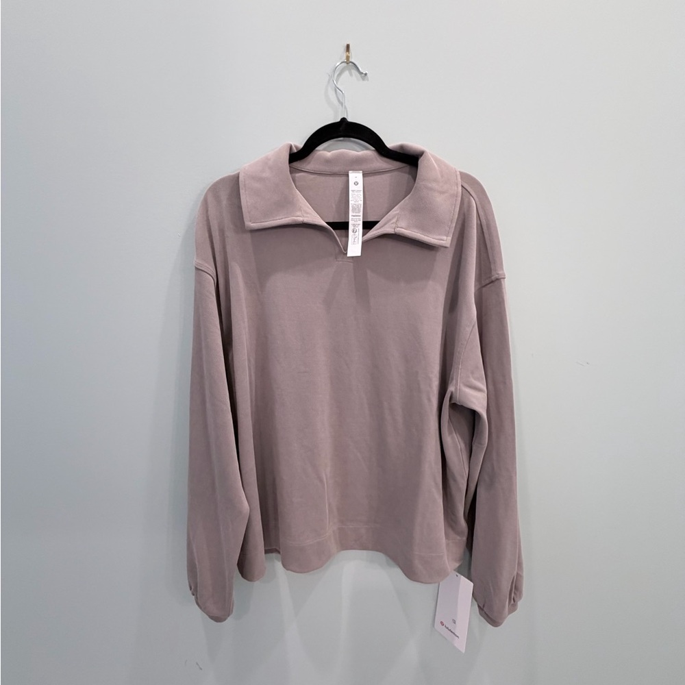 Lululemon NWT Softstreme Pique Oversized Polo, Size M, Warm Ash Grey